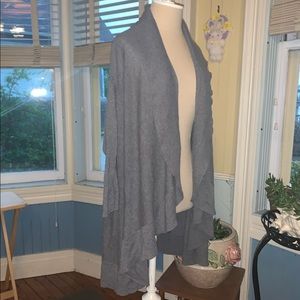 IMAN gray waterfall long cardigan duster sweater
